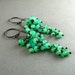 Green Gemstone, Chrysoprase Cluster Wire Wrapped Dangle Earrings