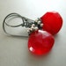 Red Gemstone, Red Earrings, Chalcedony Earrings, Wire Wrapped Earrings