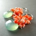Aqua Chalcedony and Coral Cluster Sterling Earrings