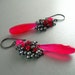 Sale - Neon Pink Chalcedony and Gray Pearl Cluster Earrings
