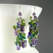 Purple and Green Gemstone Cluster Sterling Silver Earrings - Amethyst, Peridot, Vesuvianite, Tourmaline