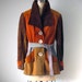 1970s jacket - bohemian patchwork suede leather jacket coat small