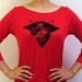 Red Pirate Kitty 3/4 Sleeve Boatneck Tee