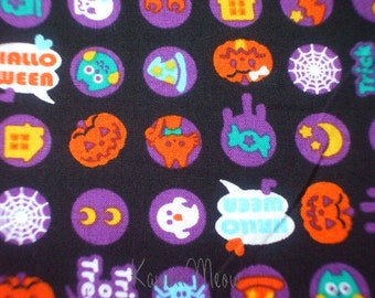 SALE - Halloween Ball on Black - Half Yard (i0624)