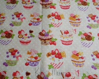 SALE - Sweets Cup Cake Polka dots on Beige - Fat Quarter (12i0603)
