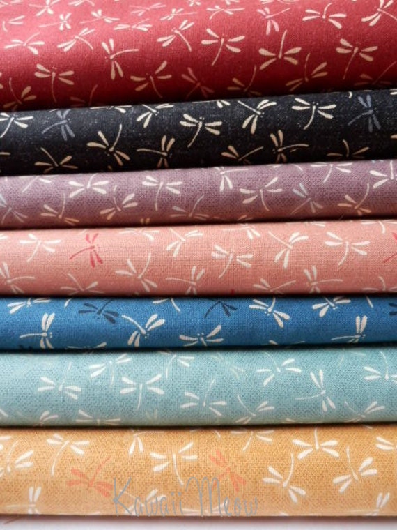 Beautiful Japanese Fabric Dragonfly 7 Fat Quarter Bundle