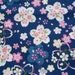 Scrap - Beautiful Japanese Fabric - Sakura Petal Navy Blue- 1 Yard 110cm/43"W x 109cm/19"L (12ta0628)