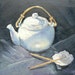 Still Life Original Oil Teapot Painting, "Teapot with Lotus Bowl', 8X10