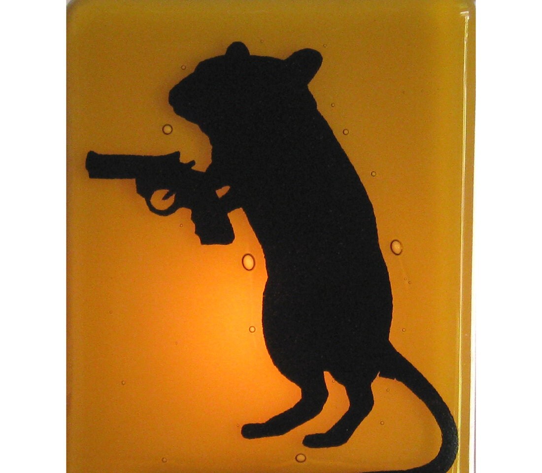 Gerbil With a Gun Fused Glass Night Light by TwoCatsAndADog