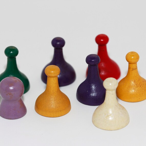 Vintage Game Markers Wooden Colorful Sorry Parchesi