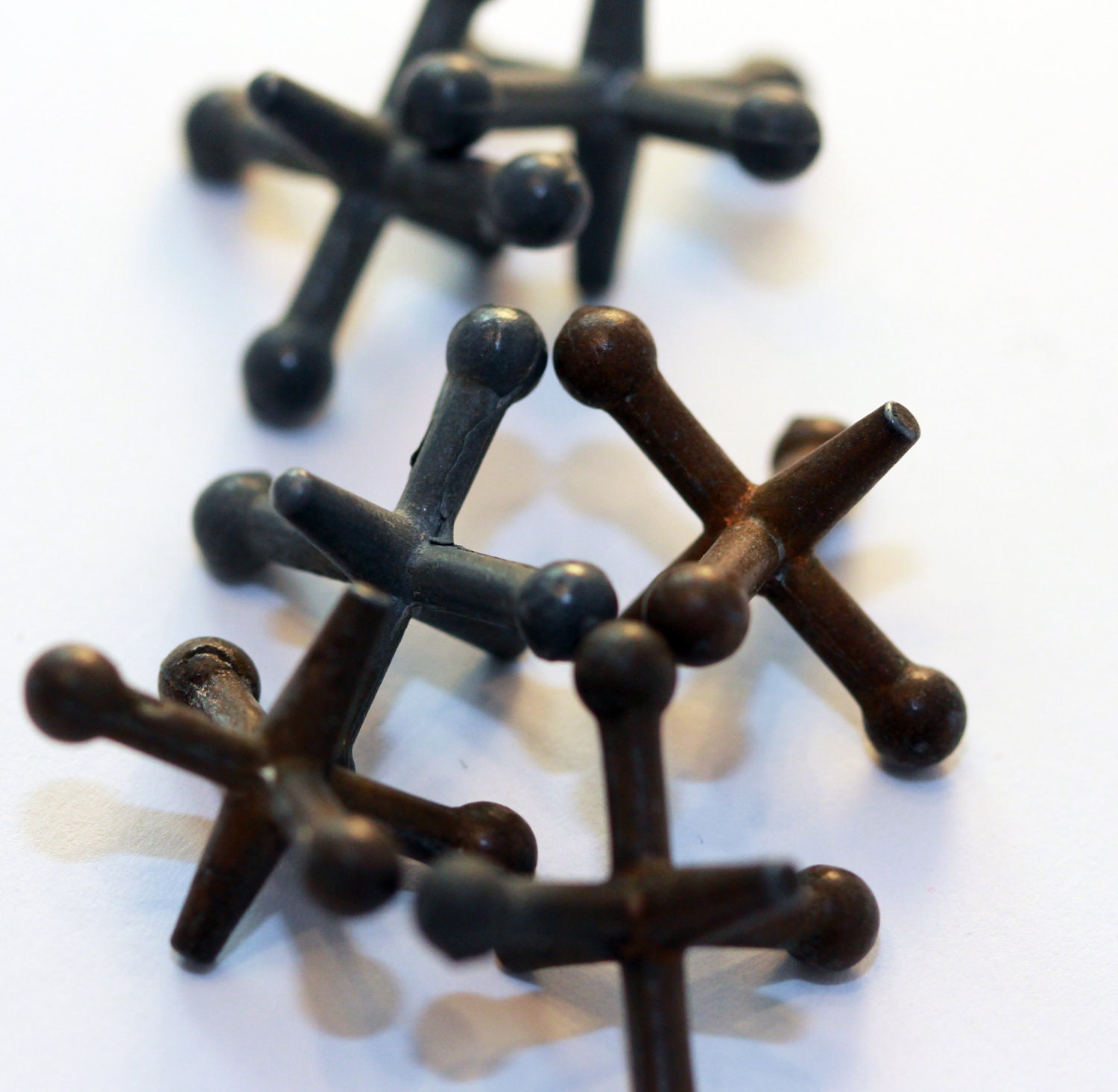 Vintage Metal Jacks Game Pieces set of SIX old kitschy