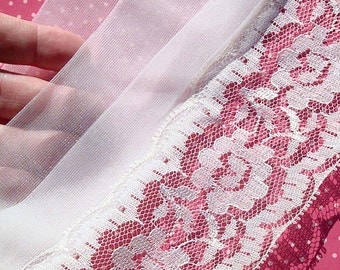 Vintage Lace Trim Pleated Chiffon with Lace