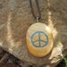 Alder Peace Pendant- Peace Sign Necklace- Inlay Turquoise Peace in Wooden Pendant
