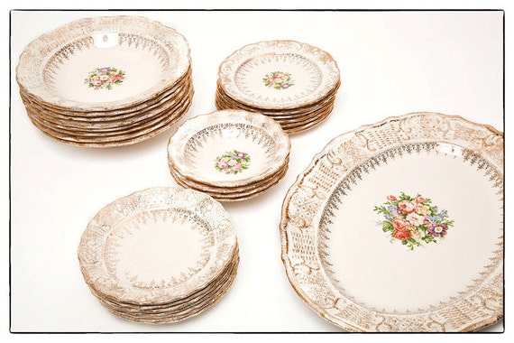 SALE Vintage Vogue Dinnerware Set of Porcelain Dishes
