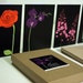 Recycled Greeting Card Set of 12, Flowers on Black