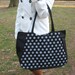 CLEARANCE - Personalize this roomy, oversized black and silver zippered Tote Bag