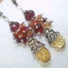 Citrine Cluster Earrings Red Orange Yellow Wire Wrapped Sterling Silver Multicolor Gemstone November Birthstone - Zelda