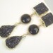 CUSTOM LISTING for K - Druzy Earrings Black Druzy Post Earrings Long Black Dangle Earrings - Deposit