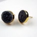 Black Druzy Post Stud Earrings 14kt Gold Filled Black Jasper Druzy Bezel Set Post Earrings
