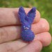 Rabbit miniature felt stuffed plush toy - purple with blue polka dots