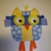 Owl Taggie toy that crinkles Handmade Infant Toy Mixed primary colors Free Shipping Baby Toy