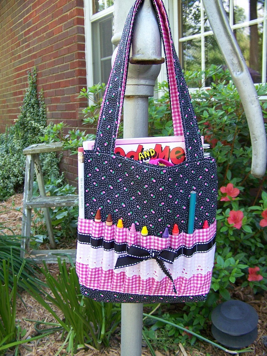 Childs Crayon Tote Bag pdf pattern or Bible cover easy sewing