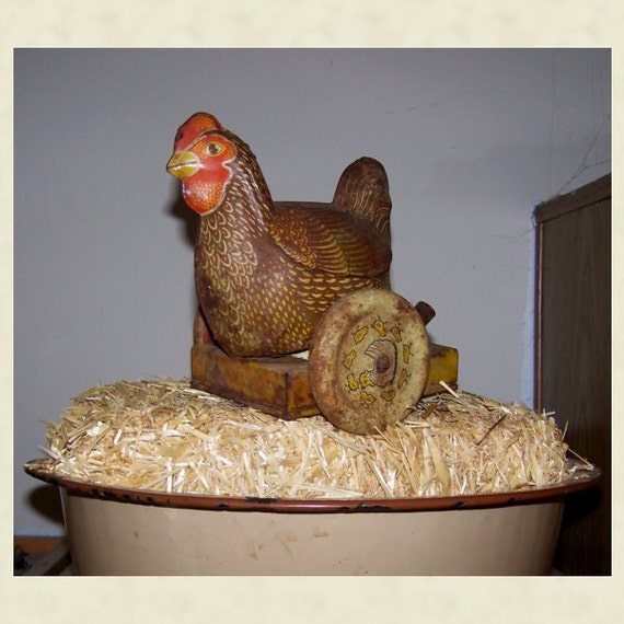 Vintage Push Chicken Toy