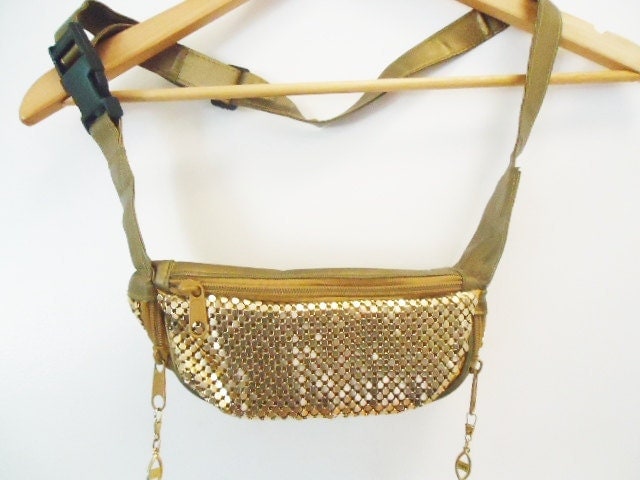 vintage metallic mesh gold fanny pack