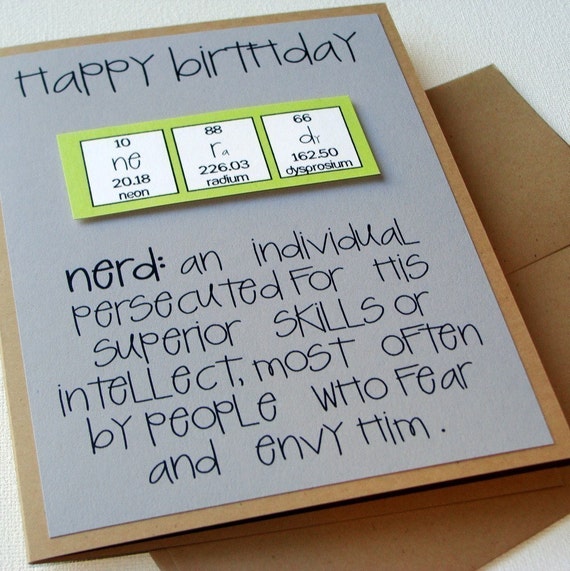 Chemistry Periodic Table Birthday Nerd Card Nerdilicious