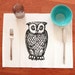 Owl Placemats Set of 4, Bird Kitchen Decor