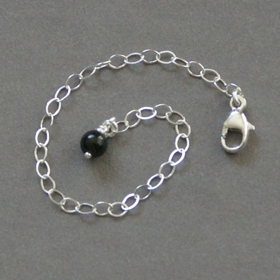 Sterling Silver Necklace Extender 4 inches with Black Onyx