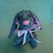 Little Bunny Hand Knitted in Gray and Cream Yarn with Pink Nose
