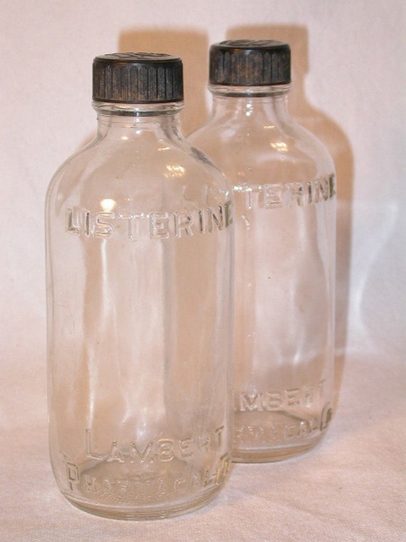 2 Vintage Glass Listerine Bottles SUPER SALE by AllThatStuff