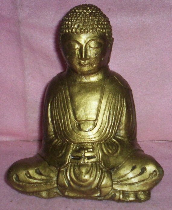 7 inch CONCRETE BUDDHA STATUE For Gardens and Homes Or Altars