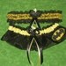 Handmade wedding garters keepsake and toss BATMAN wedding garter set on black