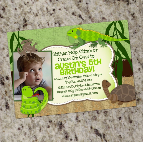 Reptile Birthday Party Invitation Reptile Themed Party