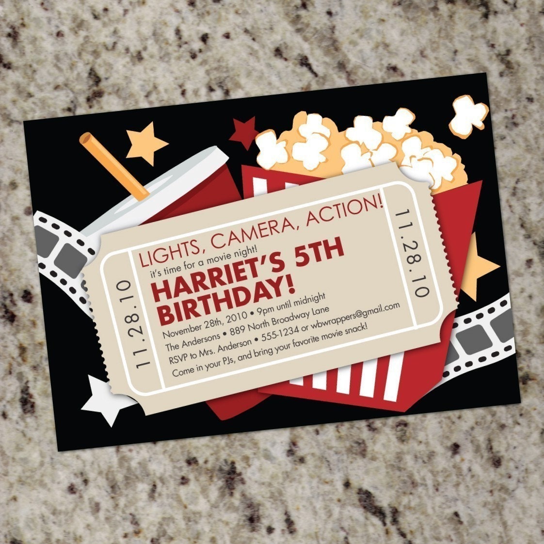 Movie Birthday Party Invitations Online / Movie Night Birthday Party