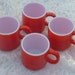 Four Vintage Red FIRE KING MUGS
