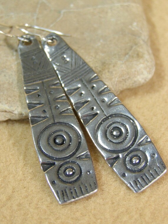 Tribal Earrings Native Earrings Long Dangle Earrings Silver