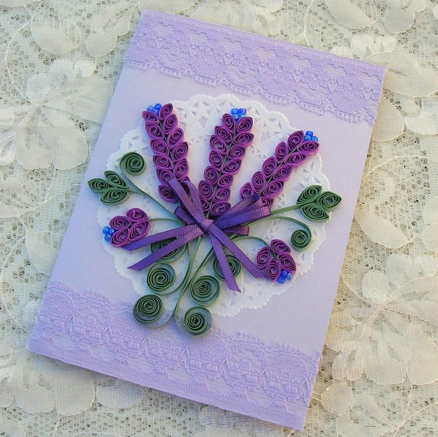 Quilling Card Paper Quilled Personalized LAVENDER Spray Paper