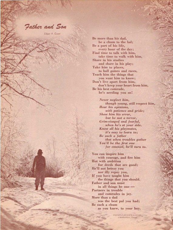 vintage print father and son poem by edgar a guest ready
