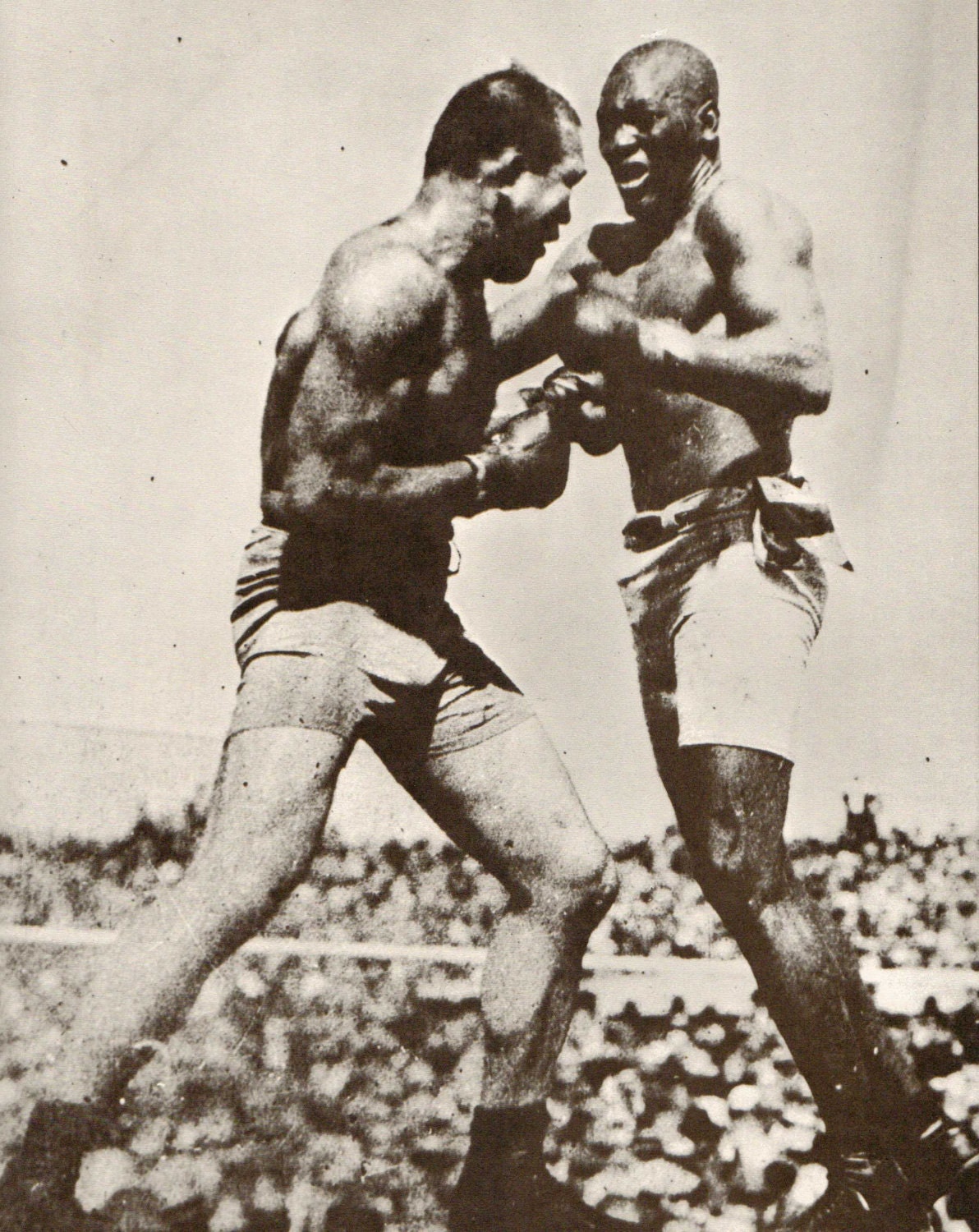Vintage Print. Johnson vs. Jeffries Boxing Match Circa 1900.