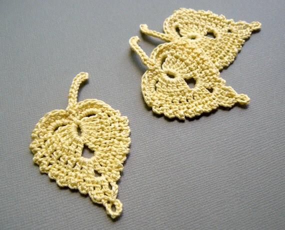 leaf thread crochet pattern Leaf Yellow CaitlinSainio Crochet Appliques Maize Birch by