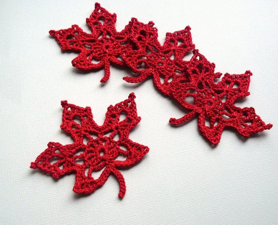 pattern aspen leaf crochet Leaf Red by CaitlinSainio Leaves Crochet Appliques Maple