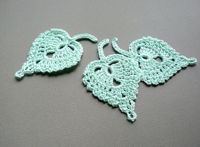 video pattern crochet leaf CaitlinSainio by Mint Leaves Leaf Green Birch Crochet Appliques