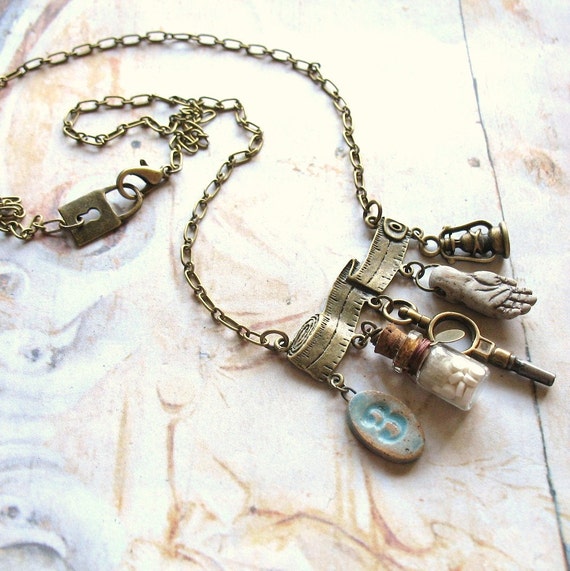 Taking Measures Handmade Assemblage Charm Necklace