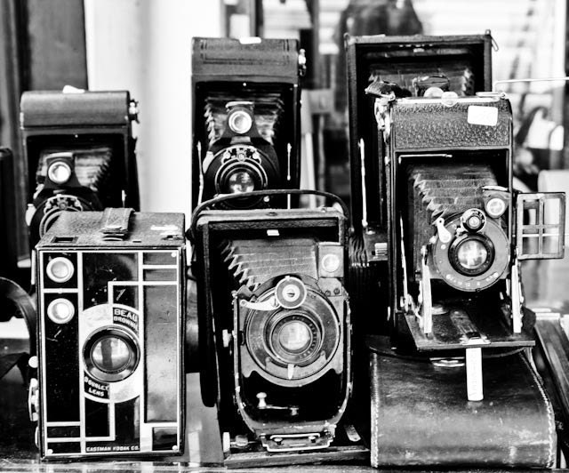 Paris Photography Vintage Cameras in Black and White