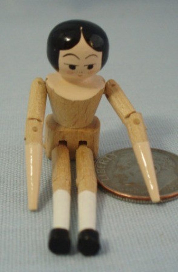 Tiny Miniature Penny Wooden Doll