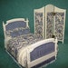 Miniature French Toile Custom Dressed Bed with Screen