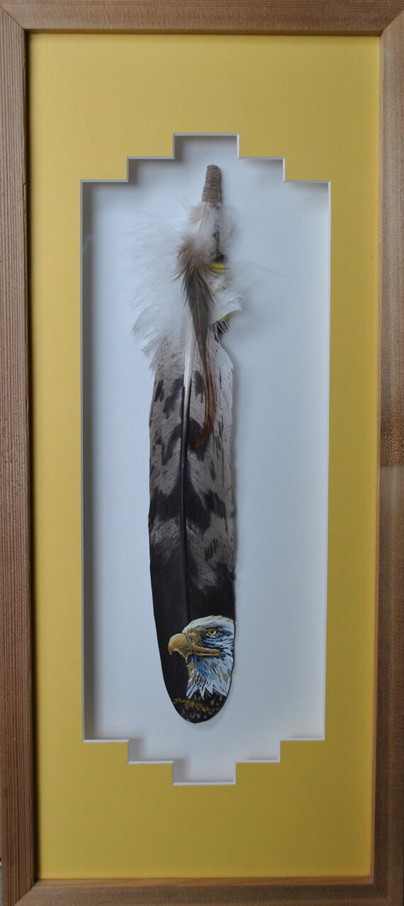 Framed Hand Painted Feather Eagle by WildernessSpiritart on Etsy